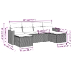 Set Divano da Giardino 6 pz con Cuscini Beige in Polyrattan