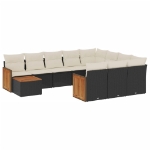 Set Divani da Giardino 11 pz con Cuscini in Polyrattan Nero