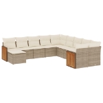 Set Divani da Giardino 11 pz con Cuscini Beige in Polyrattan