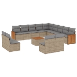 Set Divani da Giardino 14pz con Cuscini in Polyrattan Beige