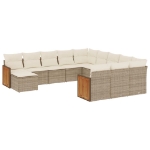 Set Divani da Giardino 12 pz con Cuscini Beige in Polyrattan
