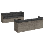 Set Divano da Giardino 9 pz con Cuscini Grigio in Polyrattan