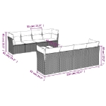 Set Divano da Giardino 9 pz con Cuscini Grigio in Polyrattan