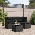 Set Divani da Giardino 5 pz con Cuscini in Polyrattan Nero