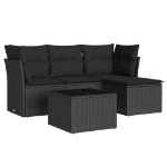 Set Divani da Giardino 5 pz con Cuscini in Polyrattan Nero