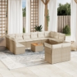 Set Divano da Giardino 13 pz con Cuscini Beige in Polyrattan