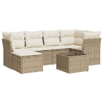 Set Divani da Giardino 7 pz con Cuscini Beige in Polyrattan