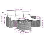 Set Divano da Giardino 5 pz con Cuscini Beige in Polyrattan