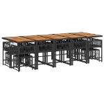Set da Pranzo da Giardino 15 pz con Cuscini Nero in Polyrattan