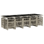 Set da Pranzo da Giardino 15 pz con Cuscini Grigio Polyrattan
