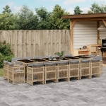 Set Pranzo da Giardino 17 pz con Cuscini Beige Misto Polyrattan