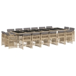 Set Pranzo da Giardino 17 pz con Cuscini Beige Misto Polyrattan