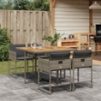 Set da Pranzo da Giardino 5 pz con Cuscini in Polyrattan Grigio