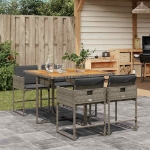 Set da Pranzo da Giardino 5 pz con Cuscini in Polyrattan Grigio