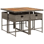 Set da Pranzo da Giardino 5 pz con Cuscini in Polyrattan Grigio