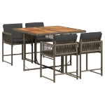 Set da Pranzo da Giardino 5 pz con Cuscini in Polyrattan Grigio