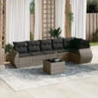 Set Divani da Giardino 7 pz con Cuscini Grigio in Polyrattan