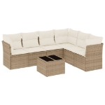 Set Divani da Giardino 7 pz con Cuscini Beige in Polyrattan