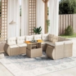 Set Divano da Giardino 10 pz con Cuscini Beige in Polyrattan