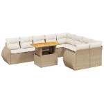 Set Divano da Giardino 10 pz con Cuscini Beige in Polyrattan