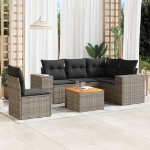 Set Divano da Giardino 6 pz con Cuscini Grigio in Polyrattan