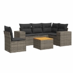 Set Divano da Giardino 6 pz con Cuscini Grigio in Polyrattan