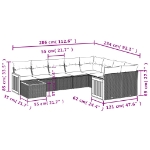 Set Divani da Giardino 10pz con Cuscini in Polyrattan Nero