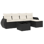 Set Divano da Giardino 6 pz con Cuscini Nero in Polyrattan