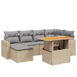 Set Divani da Giardino 7 pz con Cuscini Beige in Polyrattan