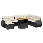 Set Divani da Giardino 9 pz con Cuscini Nero in Polyrattan