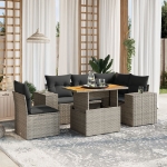 Set Divano da Giardino 6 pz con Cuscini Grigio in Polyrattan