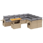 Set Divano da Giardino 10 pz con Cuscini Beige in Polyrattan