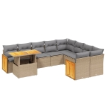 Set Divano da Giardino 10 pz con Cuscini Beige in Polyrattan