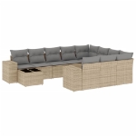 Set Divani da Giardino 11 pz con Cuscini Beige in Polyrattan