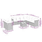 Set Divani da Giardino 10pz con Cuscini in Polyrattan Marrone