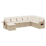 Set Divano da Giardino 8 pz con Cuscini Beige in Polyrattan