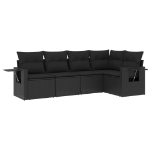 Set Divani da Giardino 5 pz con Cuscini in Polyrattan Nero