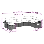 Set Divano da Giardino 8 pz con Cuscini Grigio in Polyrattan