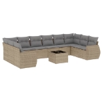 Set Divani da Giardino 11 pz con Cuscini Beige in Polyrattan
