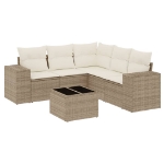 Set Divano da Giardino 6 pz con Cuscini Beige in Polyrattan