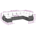 Set Divani da Giardino 9pz con Cuscini Marrone in Polyrattan