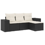 Set Divani da Giardino 4 pz con Cuscini Nero in Polyrattan