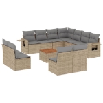 Set Divano da Giardino 12 pz con Cuscini Beige Misto Polyrattan