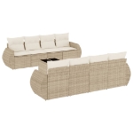 Set Divano da Giardino 9 pz con Cuscini Beige in Polyrattan