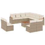 Set Divani da Giardino 12 pz con Cuscini Beige in Polyrattan