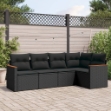 Set Divani da Giardino 5 pz con Cuscini in Polyrattan Nero