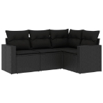 Set Divani da Giardino 4 pz con Cuscini Nero in Polyrattan
