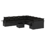 Set Divani da Giardino 11 pz con Cuscini in Polyrattan Nero