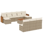 Set Divani da Giardino 11 pz con Cuscini Beige in Polyrattan