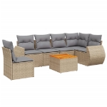 Set Divani da Giardino 7 pz con Cuscini Beige in Polyrattan